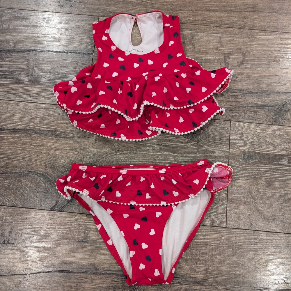 Janie & Jack Size 5 Girl Bikini 4th Of July Swimsuit Bathing Suit Red White Blue